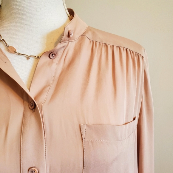 R Label | The Reset Classic Georgette Tunic Silk Blouse - Pink Medium - Picture 3 of 6